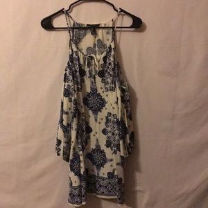 Ornate white and blue dress